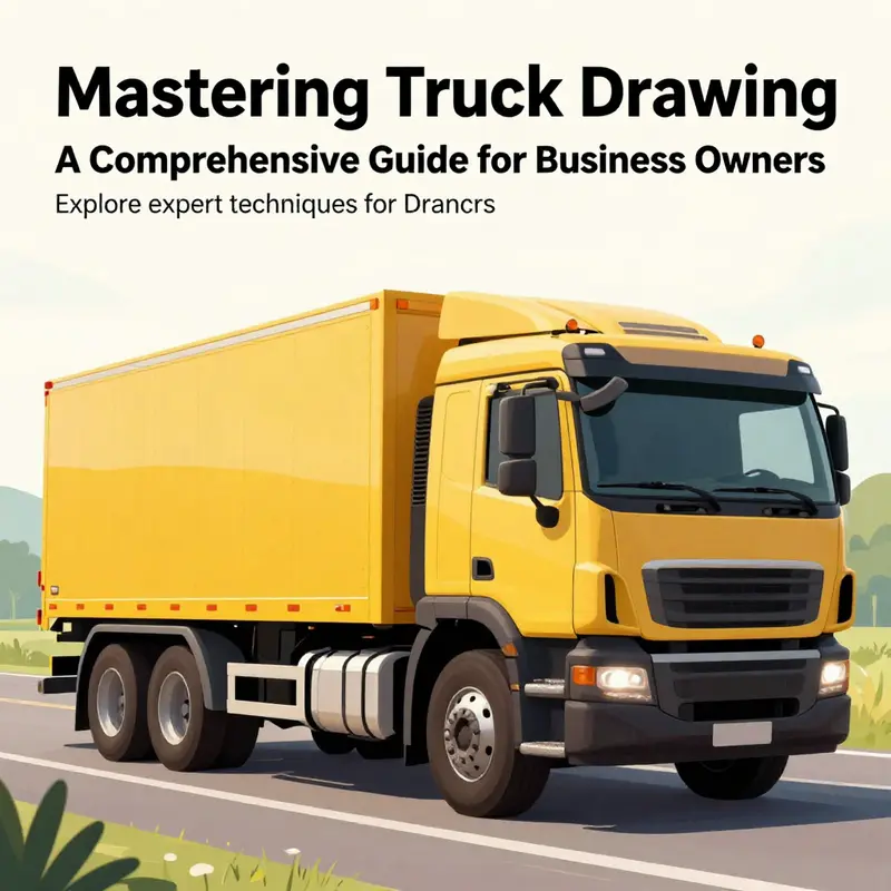 An engaging truck illustration set in an outdoor backdrop, highlighting its versatility for business branding.