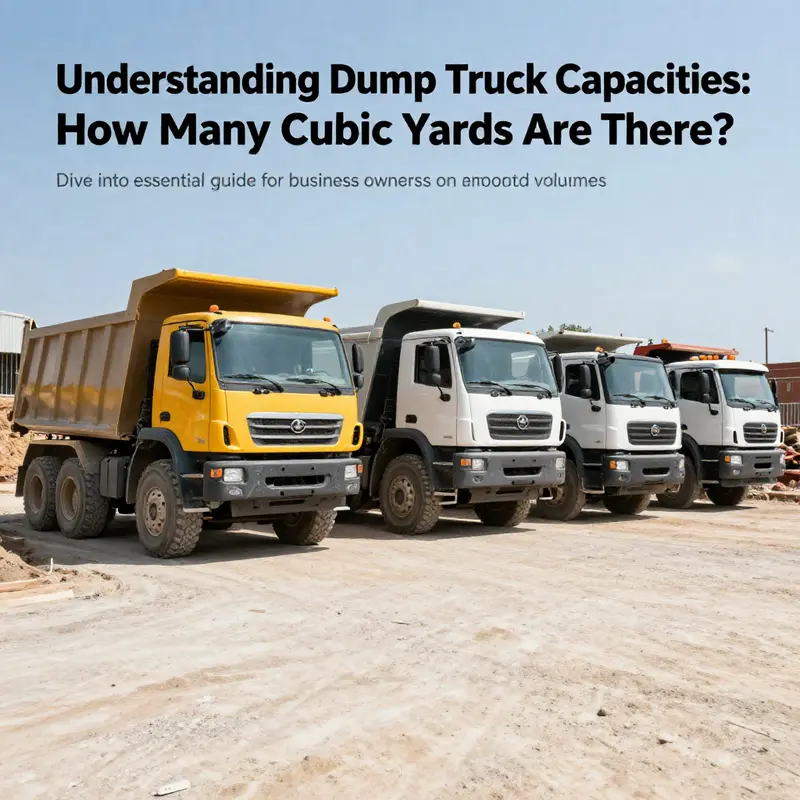 A collection of dump trucks in a construction yard illustrating different capacities.