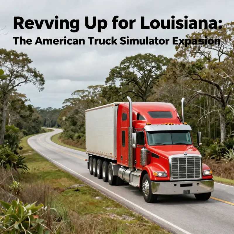 A truck on a winding road in Louisiana, showcasing the natural beauty and cultural backdrop relevant to the DLC.