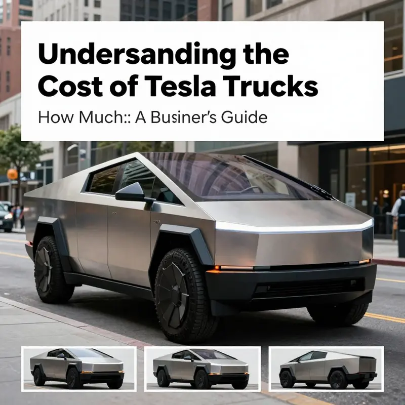 Tesla Cybertruck highlighting current pricing in an urban setting.