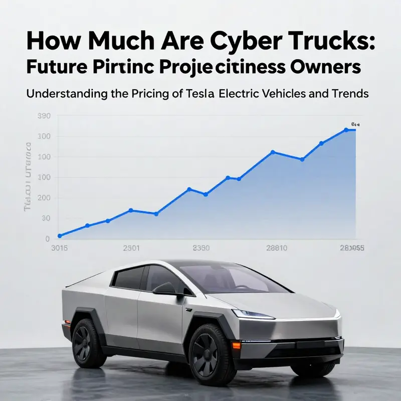 An overview illustration showing Tesla’s Cybertruck alongside its pricing strategy.