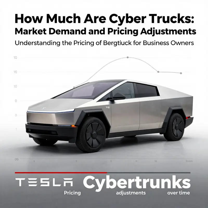 An overview illustration showing Tesla’s Cybertruck alongside its pricing strategy.