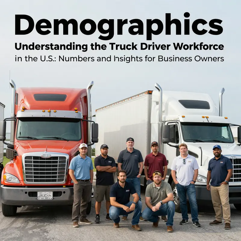 Infographic showing the current number of truck drivers in the US and key statistics.