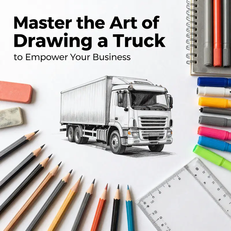 A visual guide illustrating the sequential steps to draw a truck.