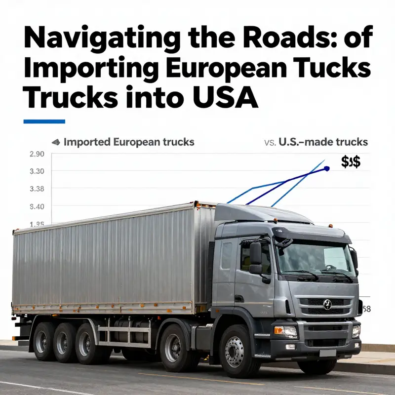 A European truck ready for inspection at a U.S. border checkpoint highlighting safety and emissions labels.