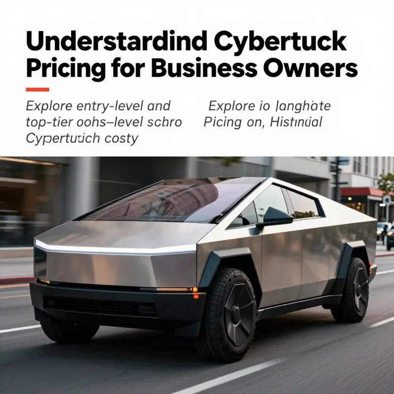 A Tesla Cybertruck driving through an urban area, symbolizing innovation in electric vehicles.