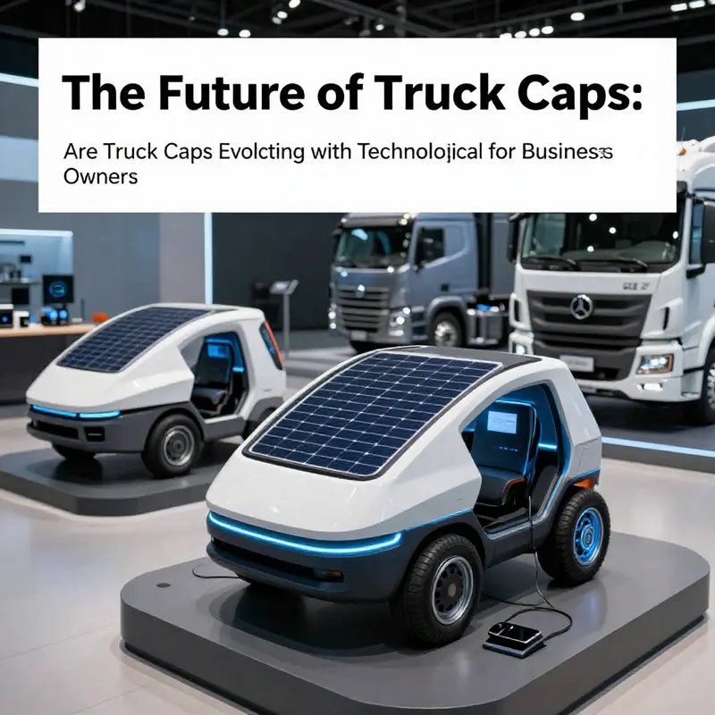 A variety of truck caps displayed on different models, highlighting the range of options available for business owners.