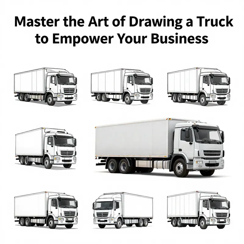 A visual guide illustrating the sequential steps to draw a truck.
