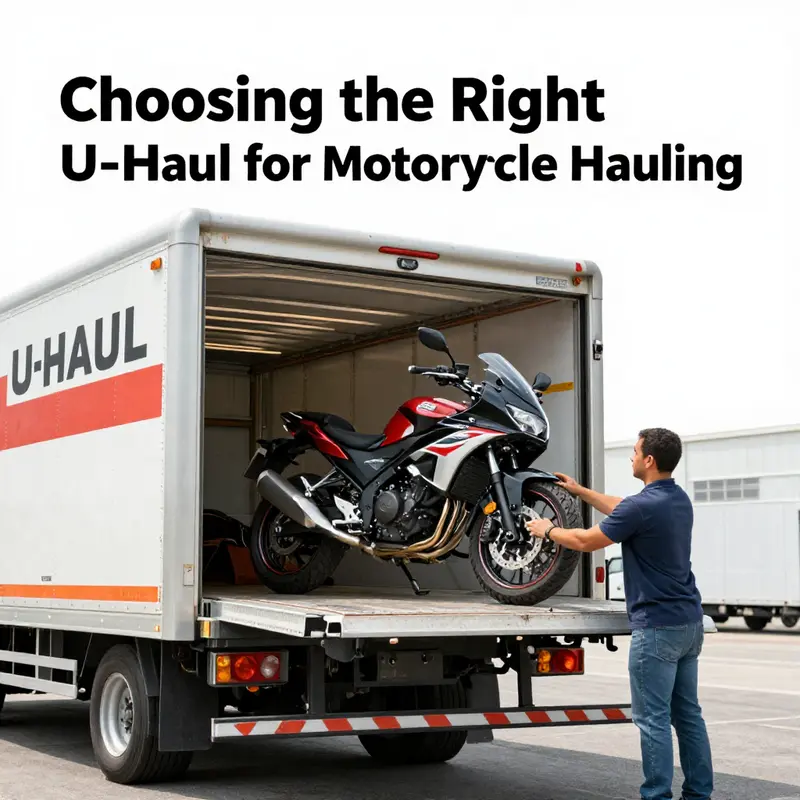 The U-Haul 8-Foot Pickup Truck designed for safe motorcycle hauling.