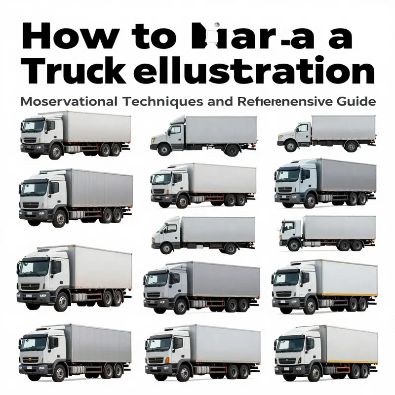 A collection of truck reference images highlighting key features for accurate drawing.