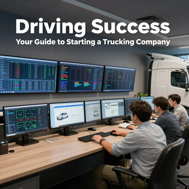 Business professionals discussing various structures for launching a trucking company.