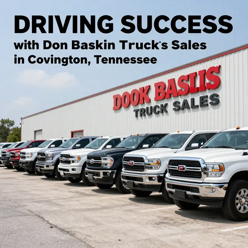 The exterior of Don Baskin Truck Sales showcasing their diverse truck inventory.