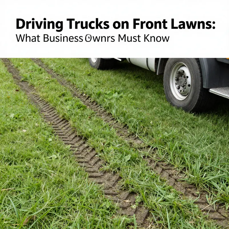 A truck parked on a front lawn, highlighting potential legal issues.