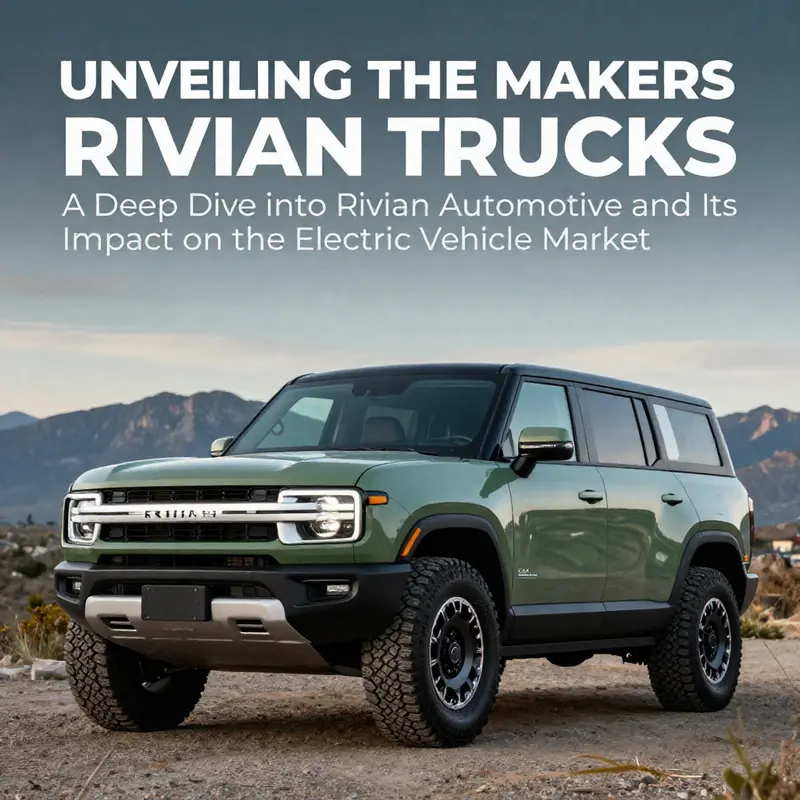 A Rivian R1T truck in a picturesque outdoor scene, highlighting its electric vehicle innovation.