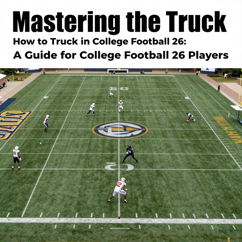A player demonstrating the trucking technique in College Football 26 amidst a competitive gaming atmosphere.