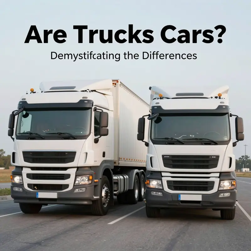 Image of a truck alongside a car, illustrating the contrast between their sizes and functionalities.