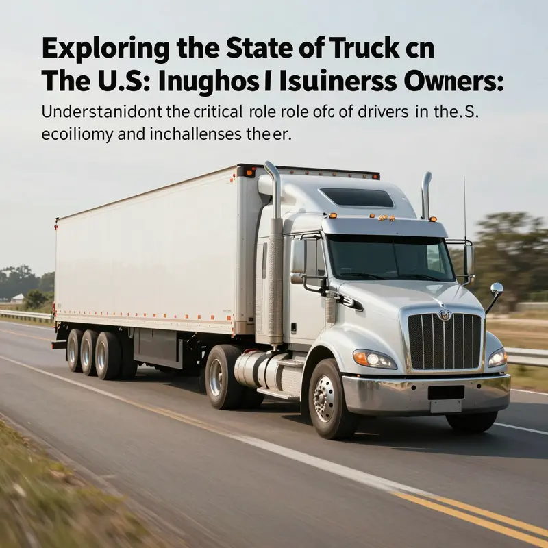 An image depicting a truck driver on a highway, emphasizing the importance of trucking in the U.S.