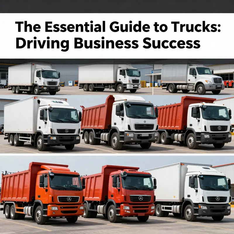 A showcase of various types of trucks and their applications in logistics.