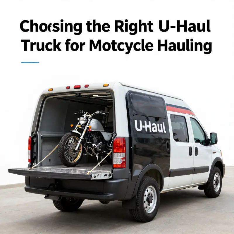 The U-Haul 8-Foot Pickup Truck designed for safe motorcycle hauling.