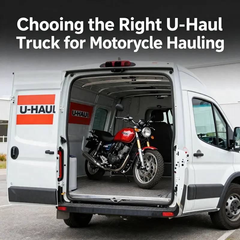 The U-Haul 8-Foot Pickup Truck designed for safe motorcycle hauling.