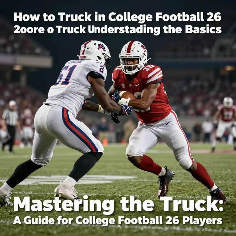 A player demonstrating the trucking technique in College Football 26 amidst a competitive gaming atmosphere.