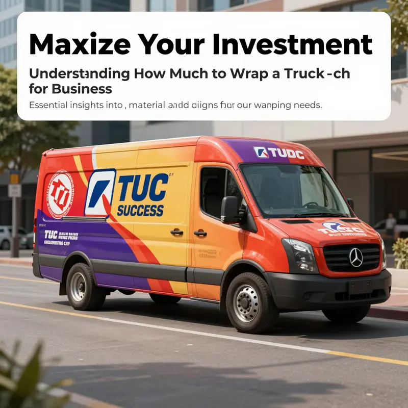 A brightly designed wrapped truck parked in an urban setting, serving as an effective advertisement for a business.