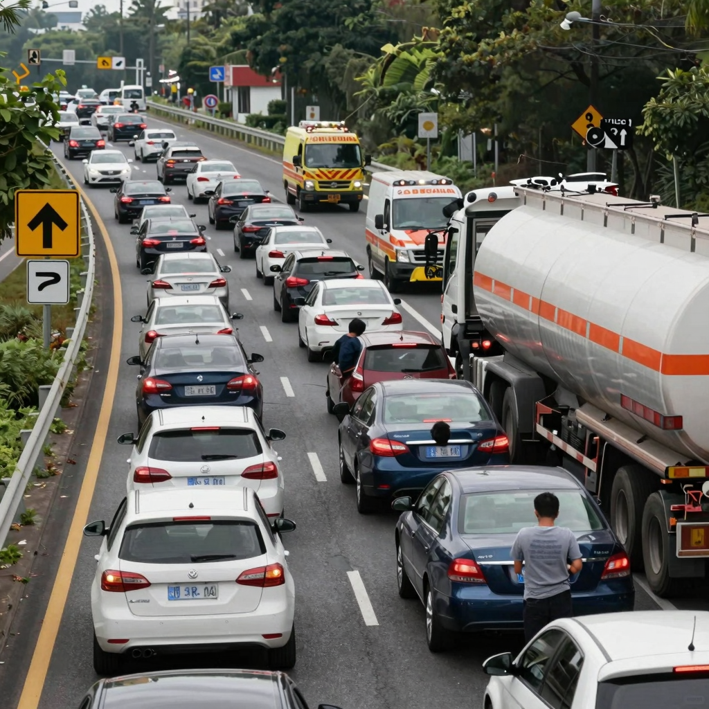 Traffic Congestion due to Tanker Truck Accident